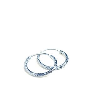 Silver Hoop Earrings etched design  NWT